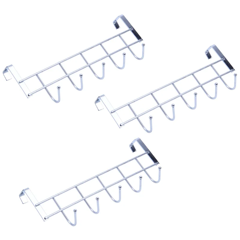 

3X 5 Hooks Over Door Home Bathroom Kitchen Coat Towel Loop Hanger Rack Holder Shelf Silver
