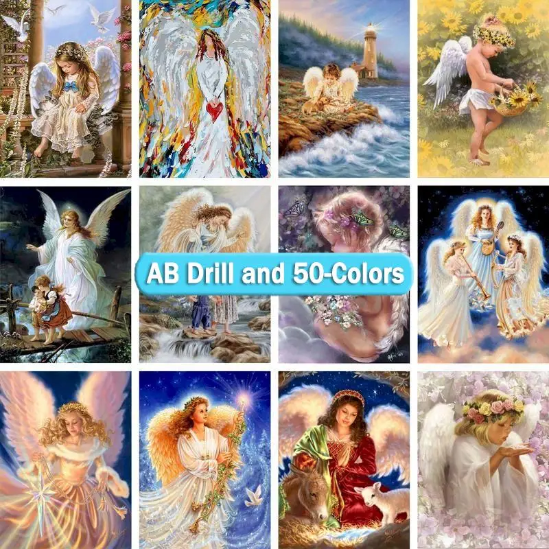 

5D алмазная живопись с ангелом, 50 цветов, вышивка «сделай сам», полная квадратная/круглая картина, фотография, ручная работа, Декор для дома