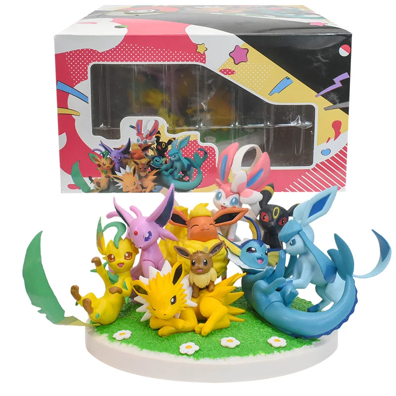9 Style Pokemon TAKARA TOMY Eevee Eeveelution Flareon Vaporeon Anime Action Figures ABS ​Model Toys Gifts for Children