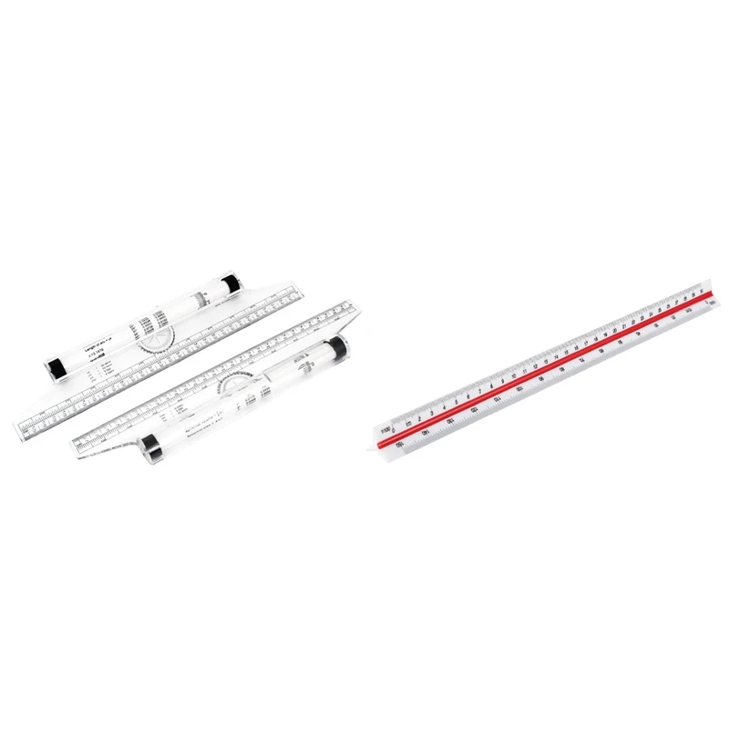 

Art Drawing Tool Squares Angle Parallel Line Rolling Ruler 30 Cm With Metric 12Inch Plastic Triangular Scale Ruler