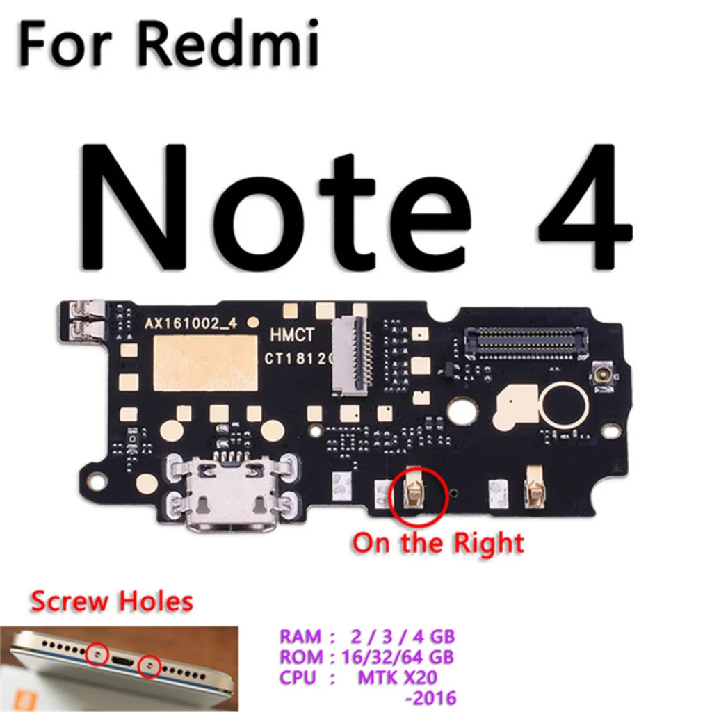 

USB Charger Board Port Connector Mic PCB Dock Charging Flex Cable For XIAOMI Redmi Note4
