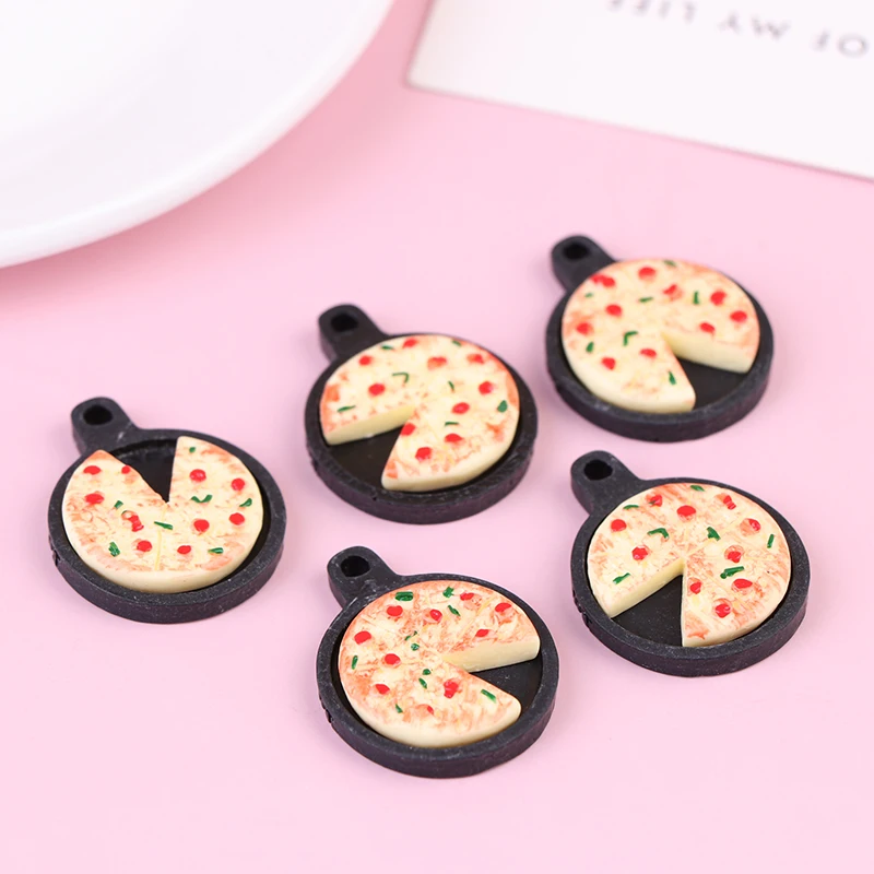 1 Set Dollhouse Miniature Fruit Pizza Plate Model Bakeware Kitchen Food Accessories Resin Set For Doll House Decor Kids Toys