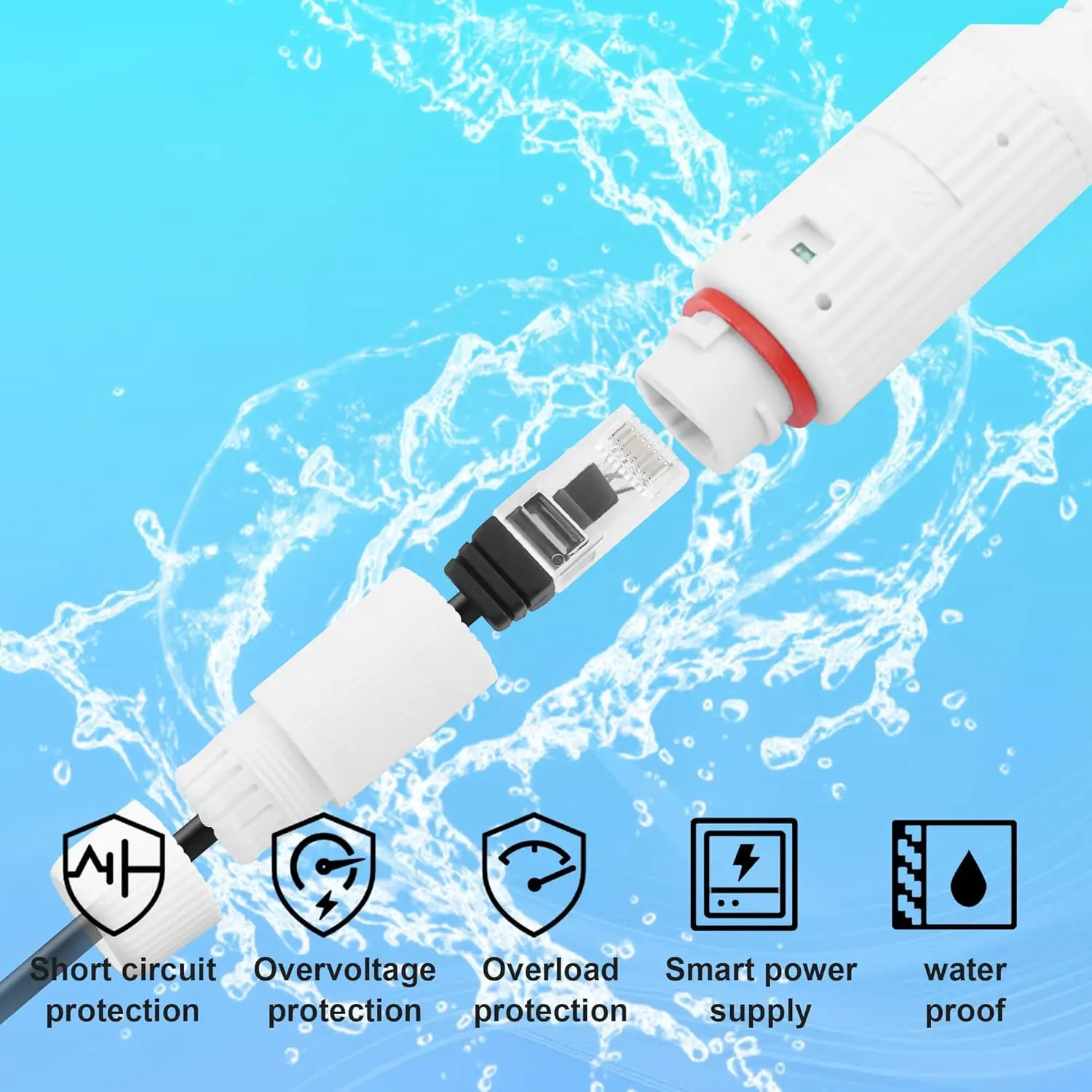 Фото Преобразователь питания POE в USB-C, адаптер RJ45 (гнездо) в Type-C (штекер) для зарядки, водонепроницаемый, для наружного использования, для камер видеонаблюдения №2