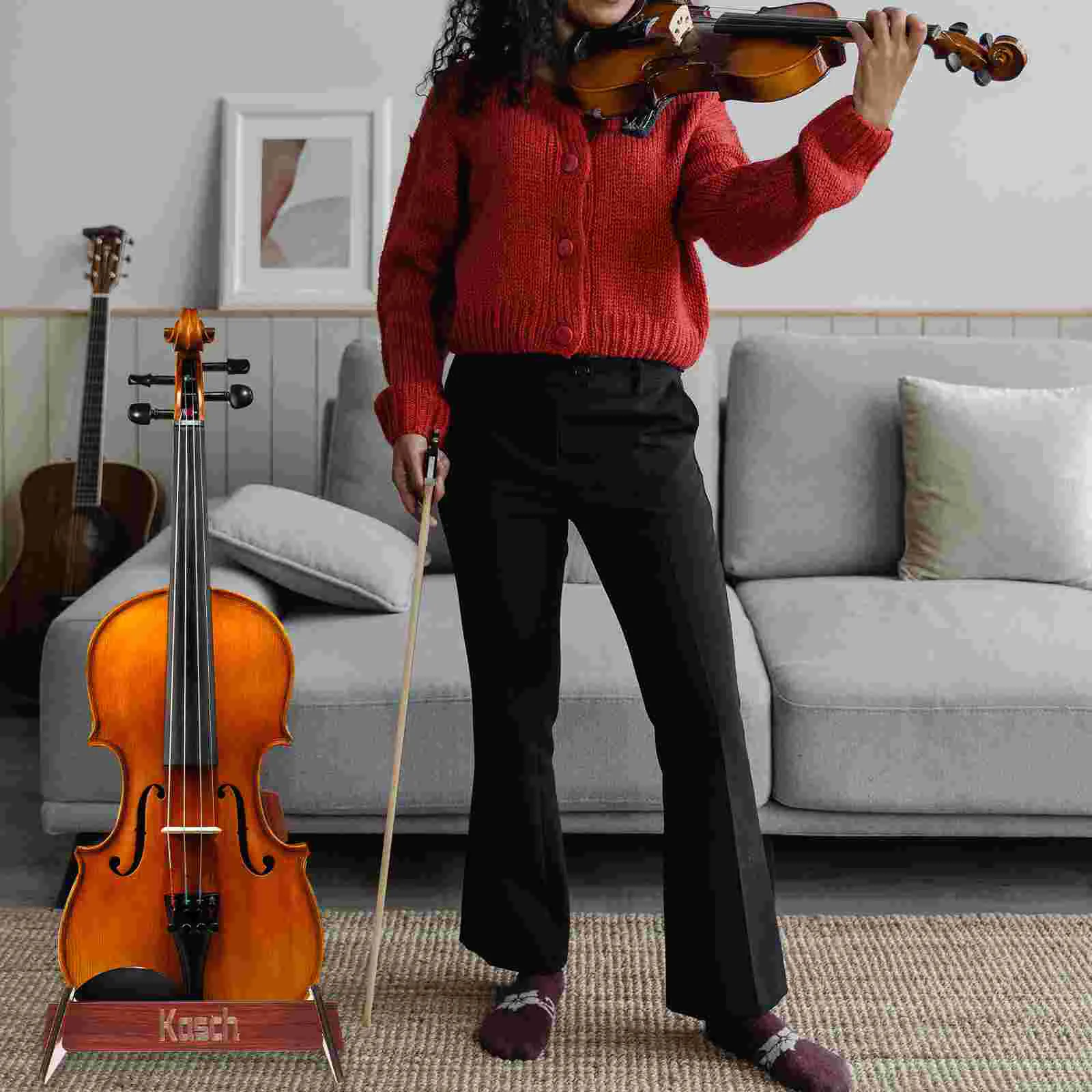 

Guitar Stand Floor Rack Bracket Holder Wooden Display Banjo Electric Mandolin Wood Bassstable Vertical Tool Support Shop Violin