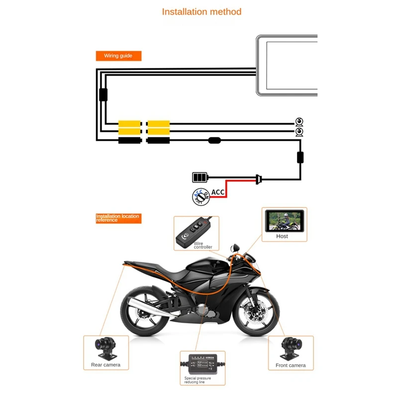 Мотоциклетный видеорегистратор Carplay Android Авто TPMS двойные HD 2K камеры GPS 5-дюймовый