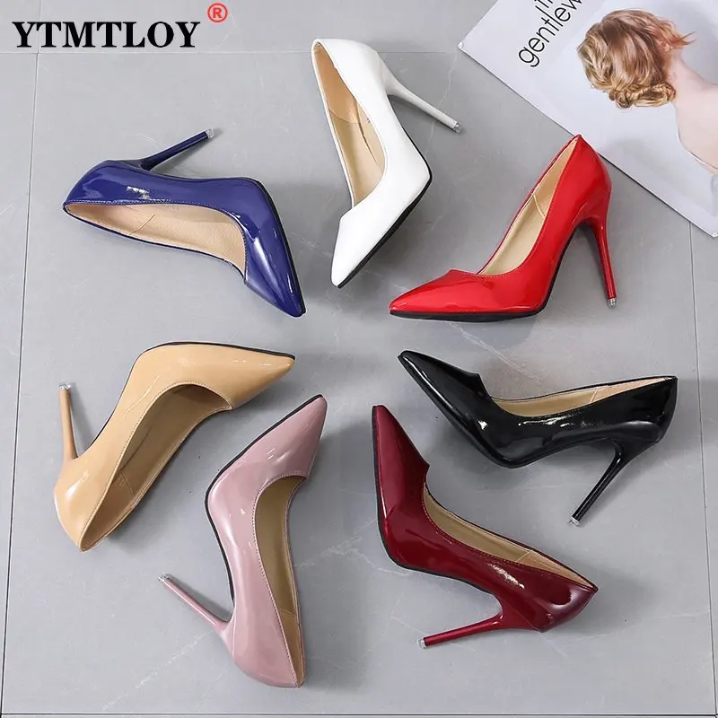 

Women Shoes Pointed Toe Pumps Patent Leather Dress High Heels Boat Wedding Zapatos Mujer Black GLADIATOR Casual Stripper