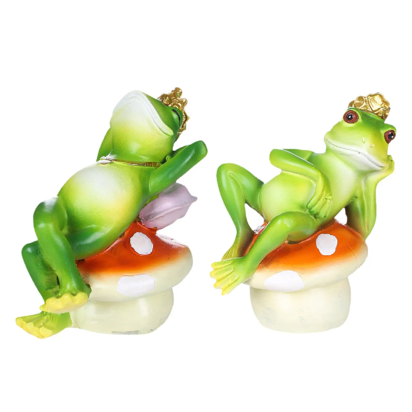 Фигурка лягушки на грибах скульптура из смолы для садового дисплея