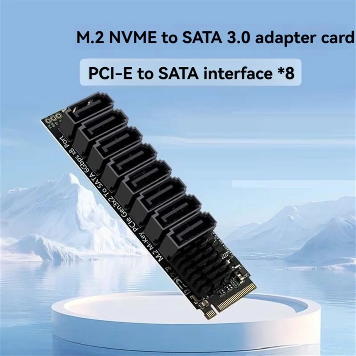 Фото Карта расширения bestbest M.2 NVME M-Key PCI-E на SATA3.0 6 Гбит/с с 8 портами, адаптер PCI-E для NAS-накопителей, плата-райзер ASM1166 PM №4