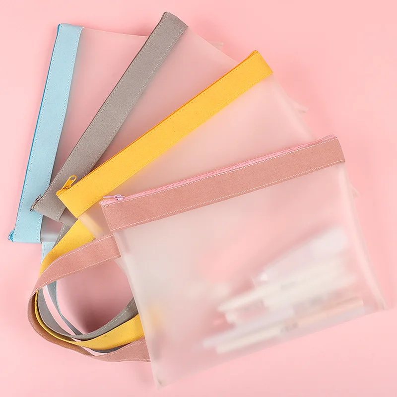 

Transparent Pencil Bag Large Capacity School Case File Folder Student Kawaii Stationery Organizer School Office Suppllies