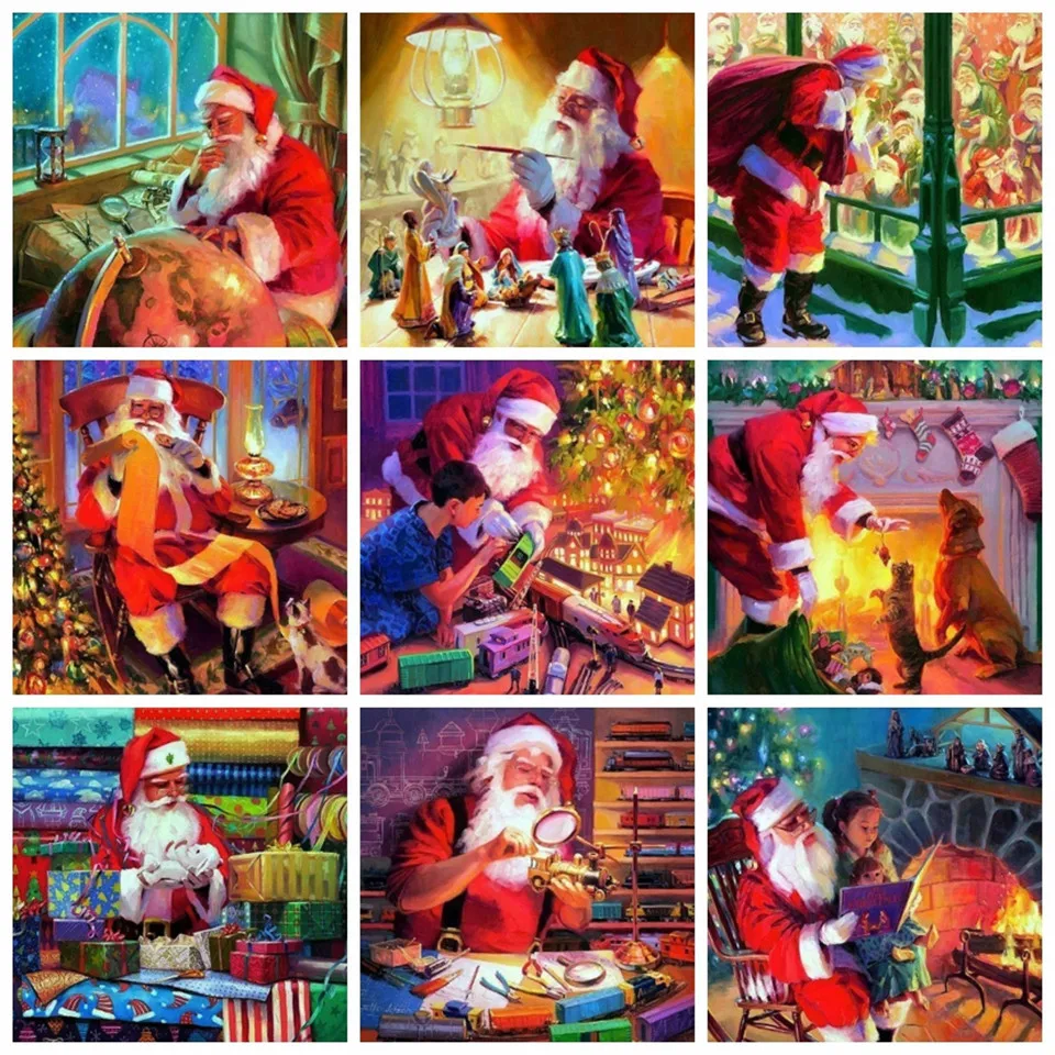

AZQSD 5d алмазная картина Санта Клаус Рождество полный дрель квадратный домашний декор вышивка закат мозаика 5d Diy подарок домашний декор