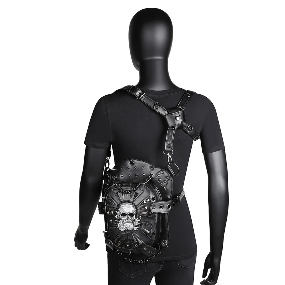 Сумка на плечо в стиле стимпанк сумочка бедро с заклепками ретро панк рок готика