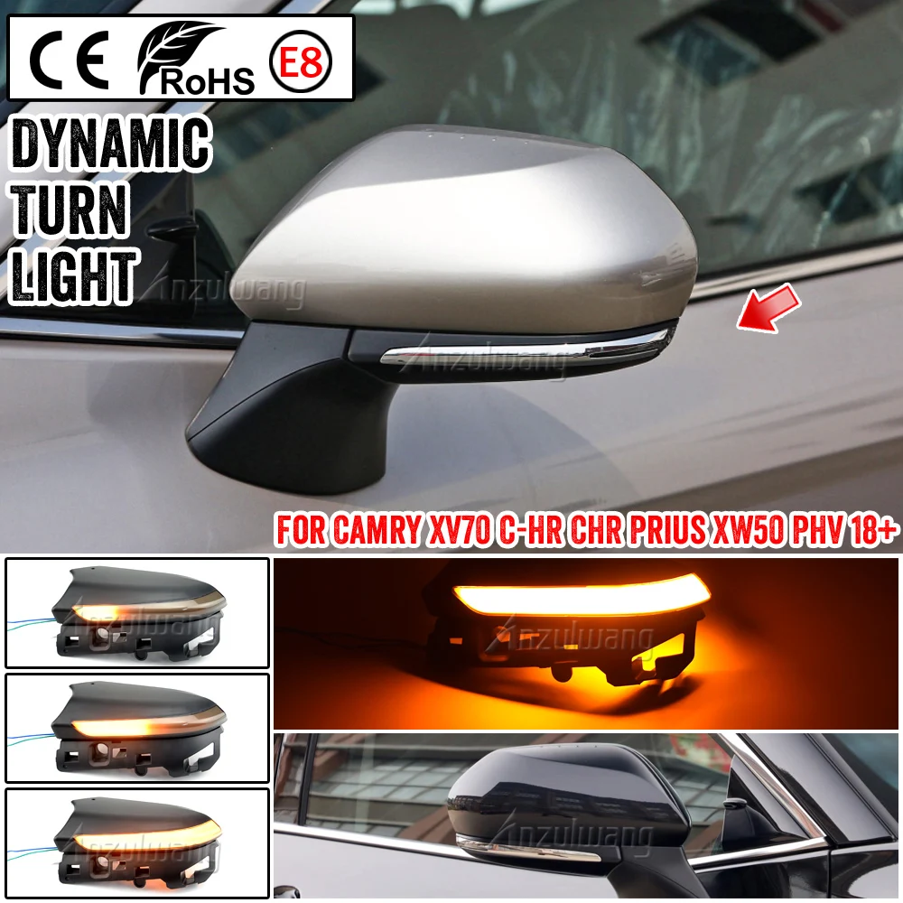 

Car Rearview Mirror Indicator Lamp For Toyota Camry XV70 CHR Prius XW50 PHV 2018 2019 2020 Dynamic LED Turn Signal Lights