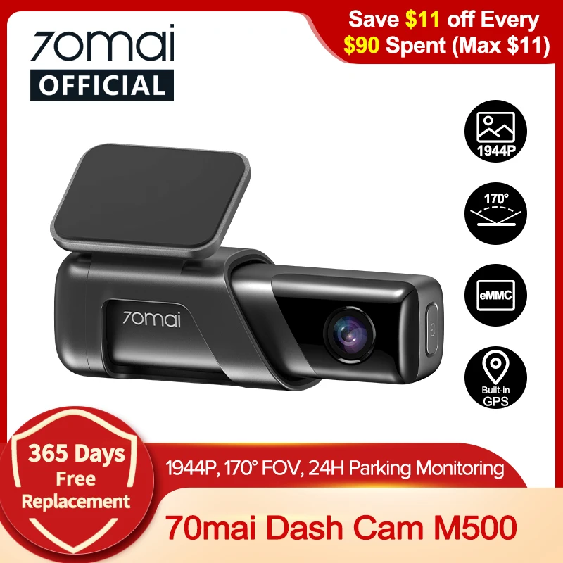 

70mai Dash Cam M500 1944P 170FOV 70mai M500 Car DVR Dash Camera Recorder GPS ADAS 24H Parking Monitor eMMC built-in Storage