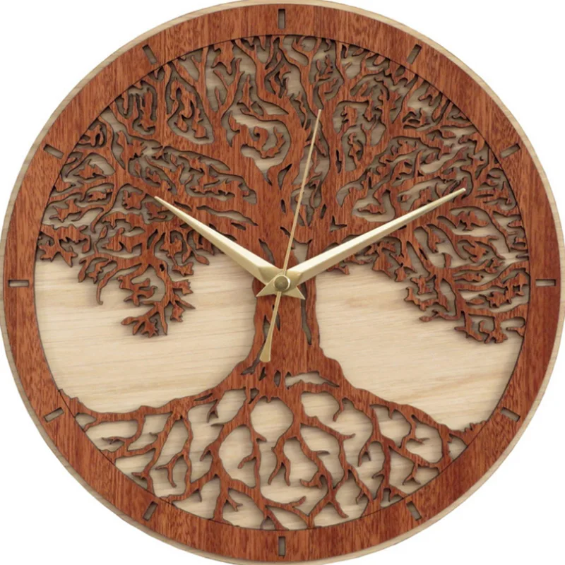 

Tree of Life Art Wall Clock Wood Home Decor Living Room Office Corridor Modern Vintage New Design Wall Watches Decoration Salon