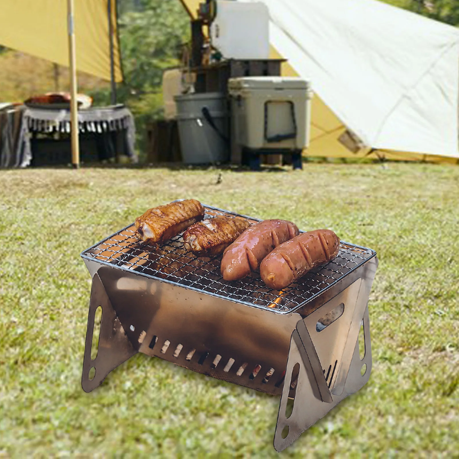 Портативный угольный гриль для кемпинга кухонная плита складная решетка из