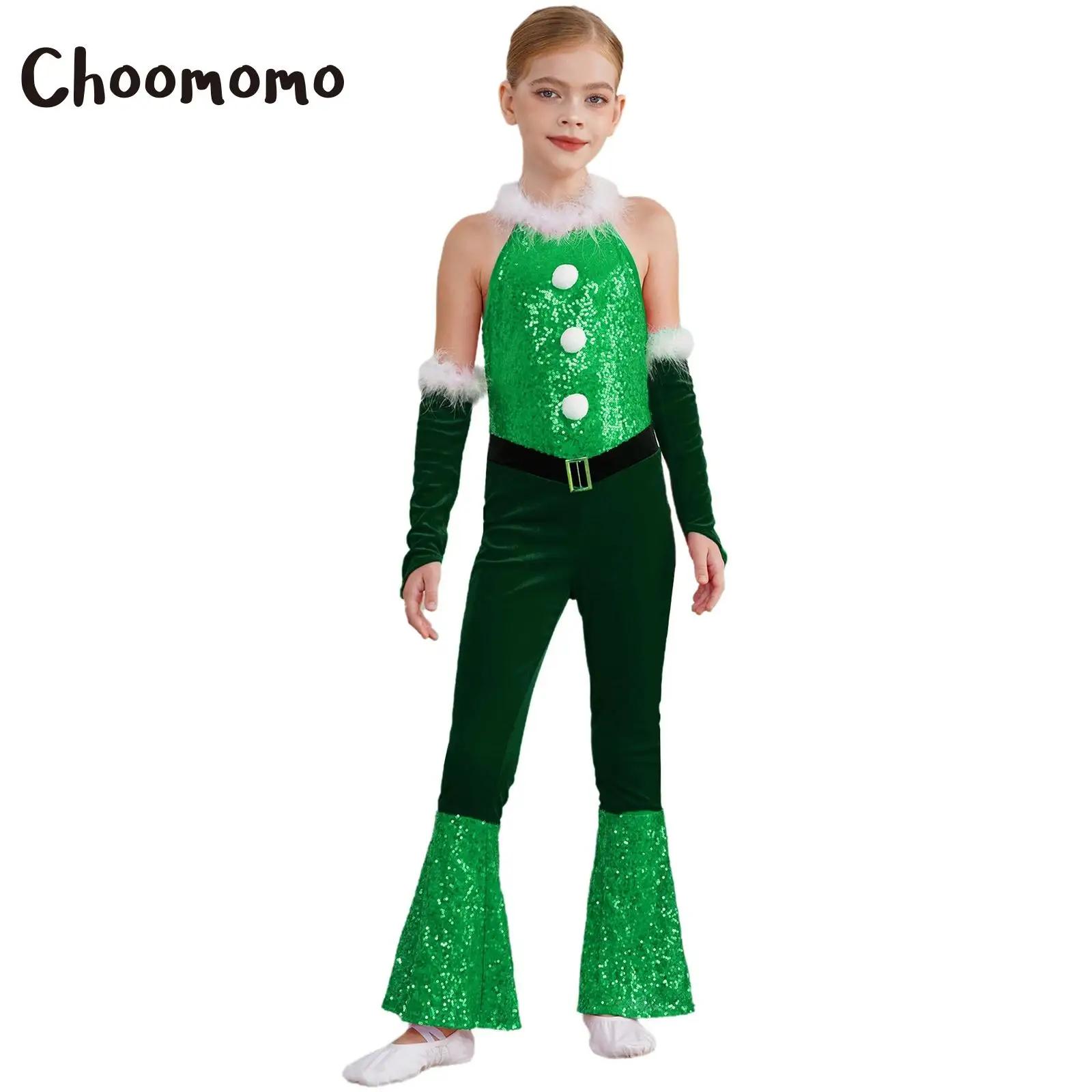 Детский танцевальный костюм для рождественской вечеринки девочек бархатные