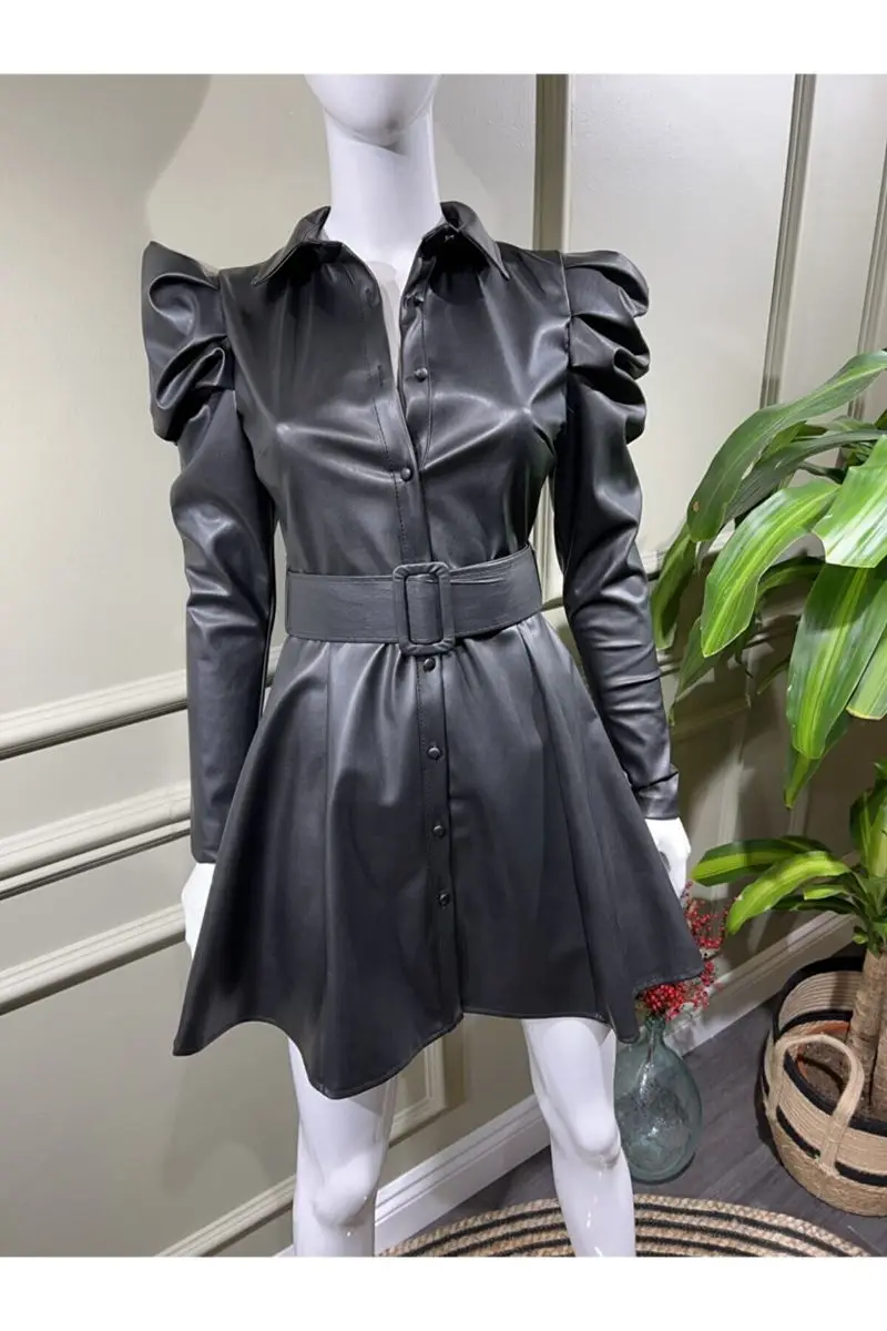 

Faux leather dress