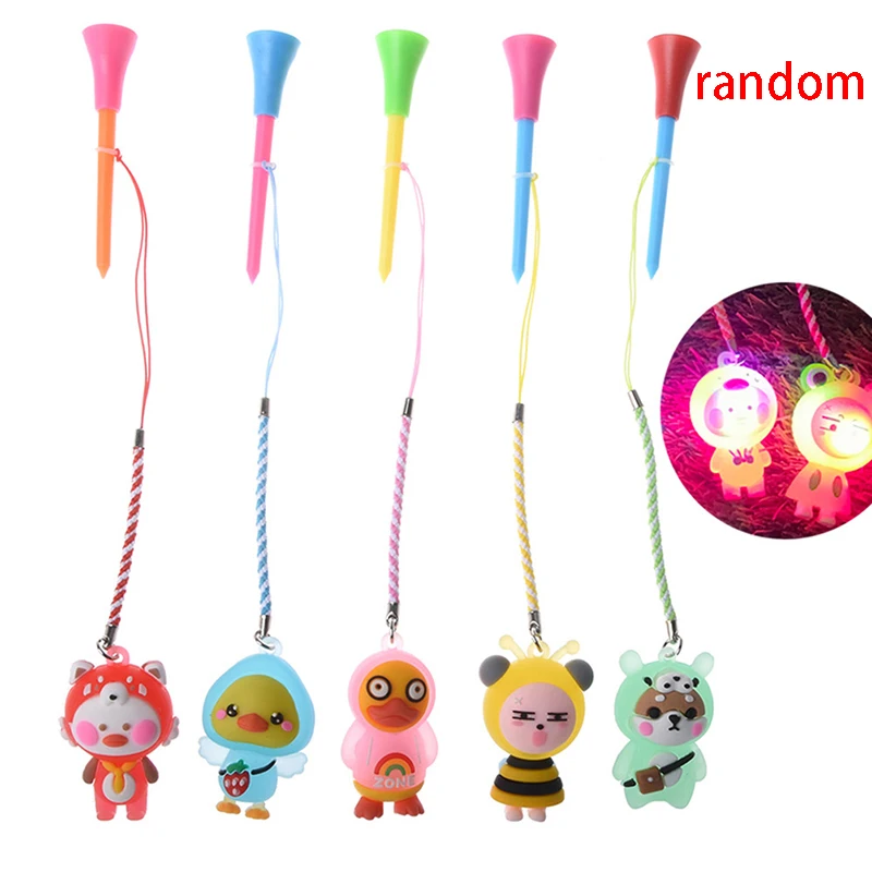 

1Pc 83mm Golf Rubber Tees With Flashing Light Cartoon Prevent loss Golf Ball Holder With Braided Rope Golf Accessory Gift