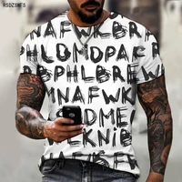 2021 latest trend design male street 3d t shirt graffiti letter printing symbol pattern short sleeved shirt fashion 5xl