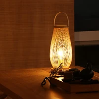 southeast asia bedroom table lamp zen tea room lamp with plug home stay warm bedside lamp modern simple bamboo weaving