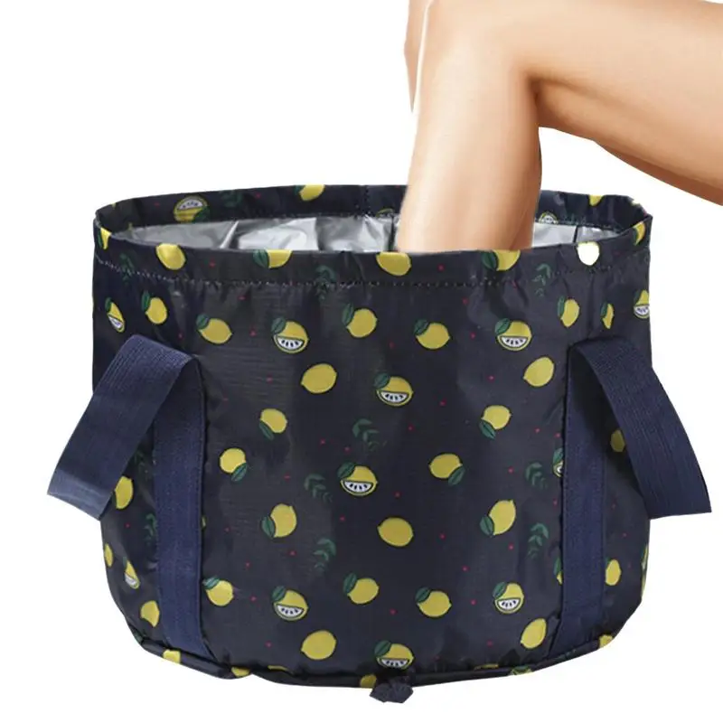 

Folding Bucket Reusable Collapsible Water Bucket PEVA Lining With Bottom Clasp Hiking Accessory Wash Clothes Take Bath Wash Feet