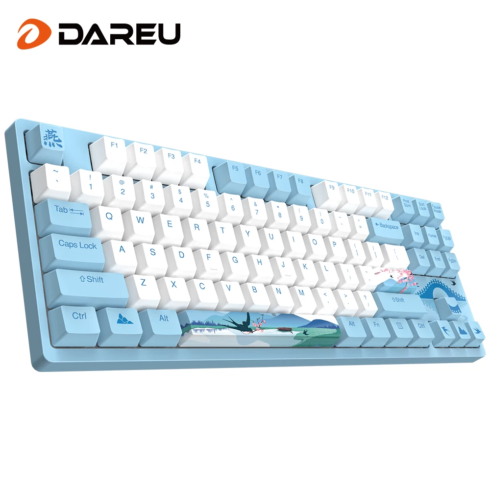 

Проводная Механическая клавиатура DAREU, 87 клавиш, переключатель Cherry MX, колпачки клавиш PBT, N-Key Rollover Icy, игровая клавиатура с голубой подсветкой