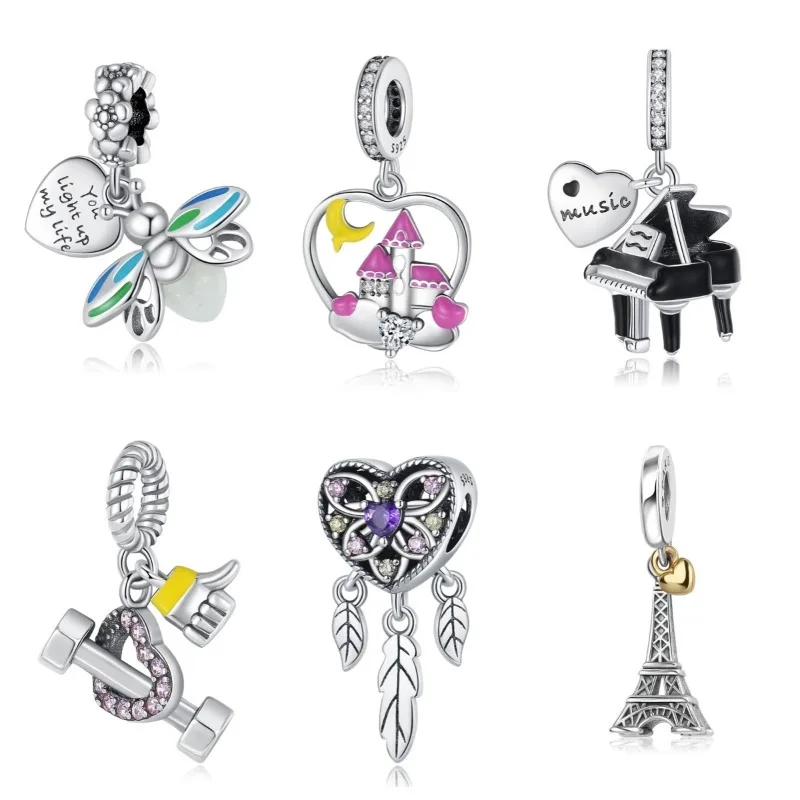 

925 Sterling Silver Original Grand Piano Bracelet Women's Jewelry DIY Beads Crystal Bee Crystal Women's Charm Pendant