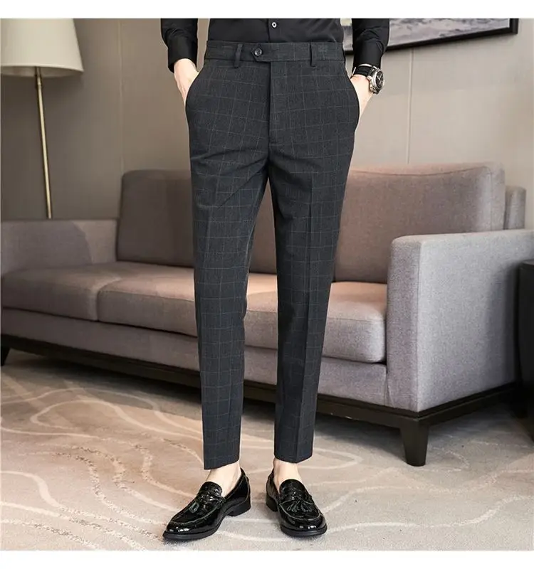 

Брюки мужские прямые эластичные, деловые модные классические винтажные прямые офисные штаны, большие размеры, C15, весна-осень