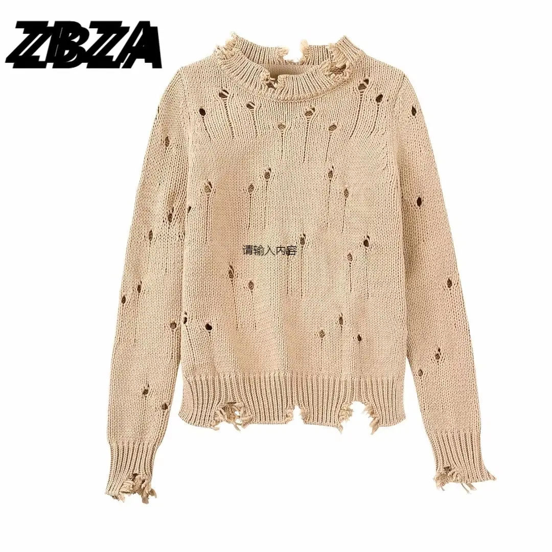 

Женский трикотажный свитер с круглым вырезом и длинным рукавом