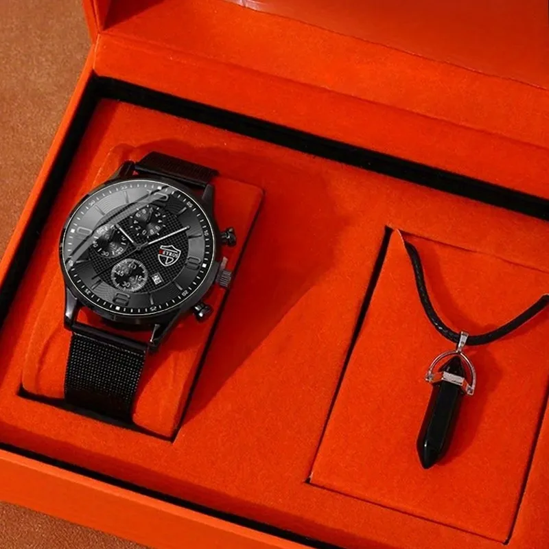 Мужские кварцевые наручные часы с календарем из нержавеющей стали