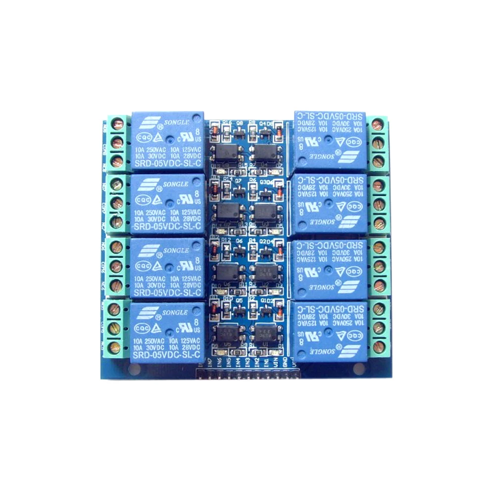 

8 Way Relay Module on Board EL817 Optocoupler Relay Board Single-way Low Level Trigger Relay Support 3.3V 5V 10A Level