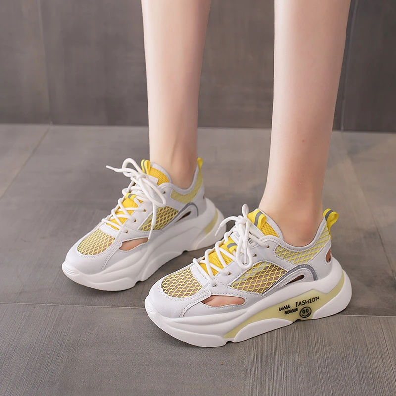 

Baotou Hollow Sports Sandals Women's 2022 Summer New Breathable Thin Old Shoes Platform Shoes Woman Vulcanize Shoes