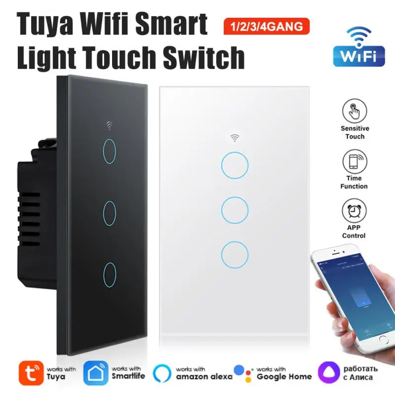 

Умный выключатель Tuya с сенсорным управлением, Wi-Fi, без нейтрального провода, 110 В, 220 В