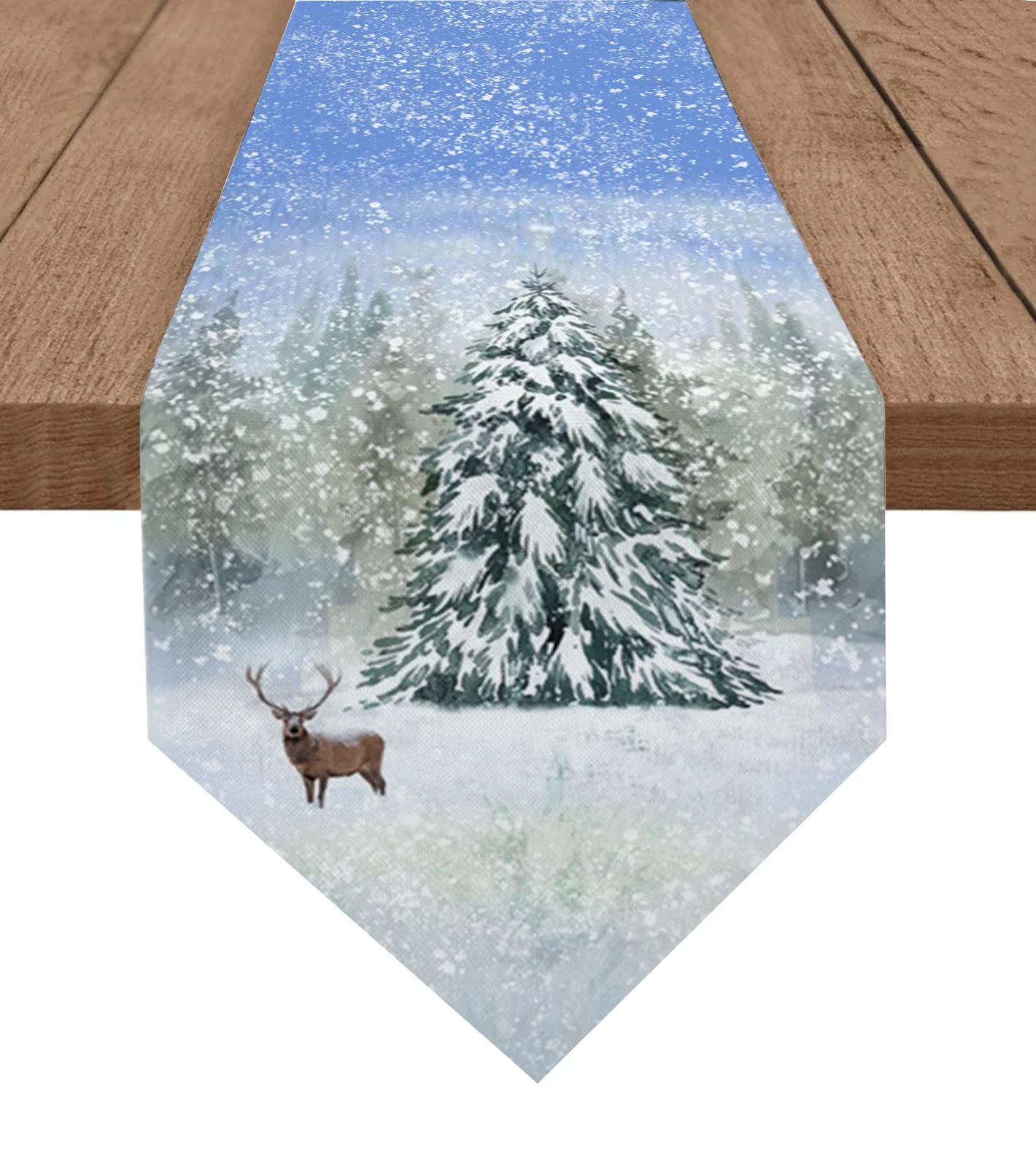 

Christmas Deer Snowflakes Table Runner Christmas Party Dining Table Runner Placemat Home Kitchen Table Decor