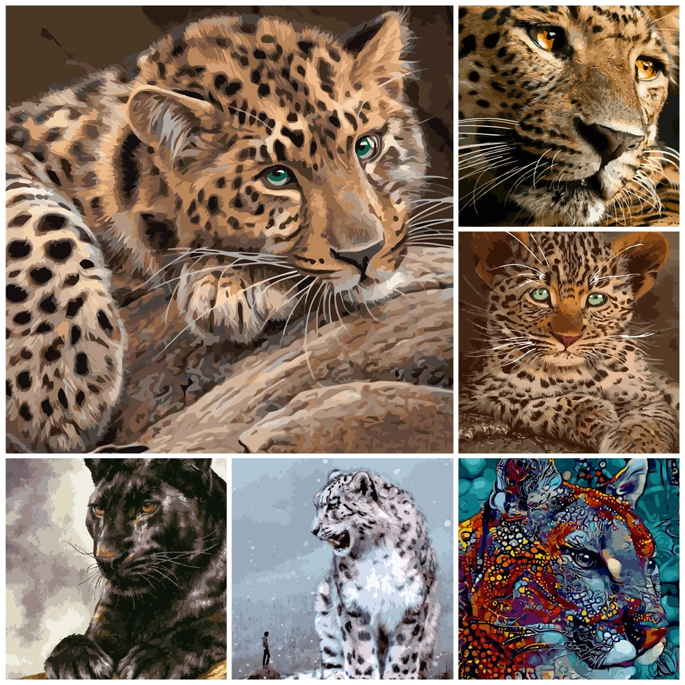 Paint girl DIY Painting By Numbers animal leopard 40x50cm VA-0602 picture by numbers drawing set 2022