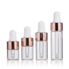 50 шт прозрачный Стекло ароматерапии эфирное масло бутылочка Парфюмерия Косметика диспенсер капля флакон из розового золота Кепки реагент бутылочка с пипеткой мини 1 мл 2 мл 3 мл 5 мл