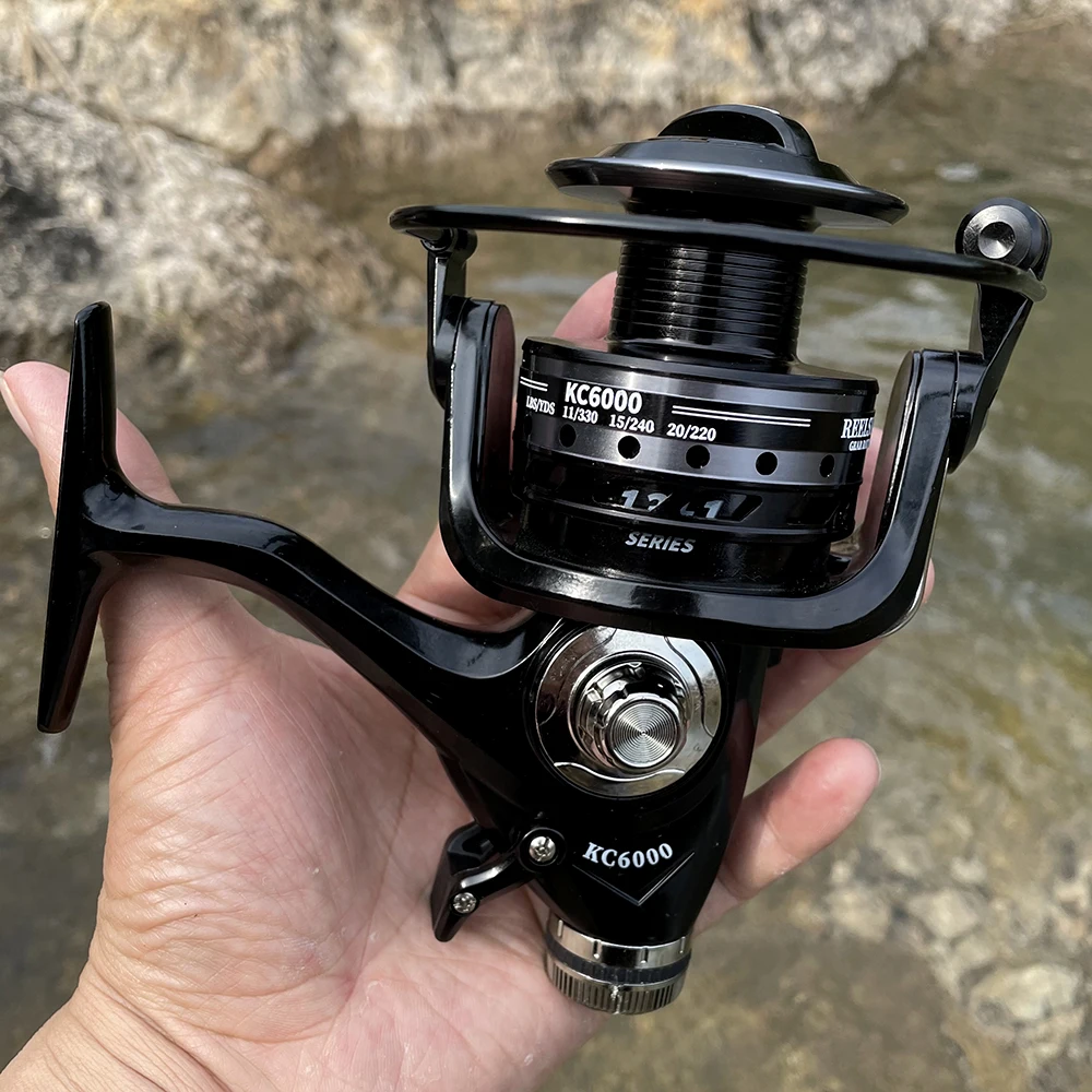 

Рыболовная катушка с двойным тормозом, металлическая катушка для спиннинга, катушка для ловли карпа в соленой воде, рыболовная катушка KC3000 ~ 6000 для заброса приманки
