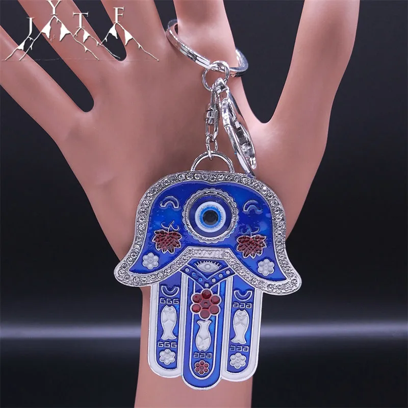 

Hamsa Hand Turkey Blue Evil Eye Keychain Fatima Hands Amulet Car Keyring for Women Men Alloy Bag Accessories Jewelry Gift KXH716