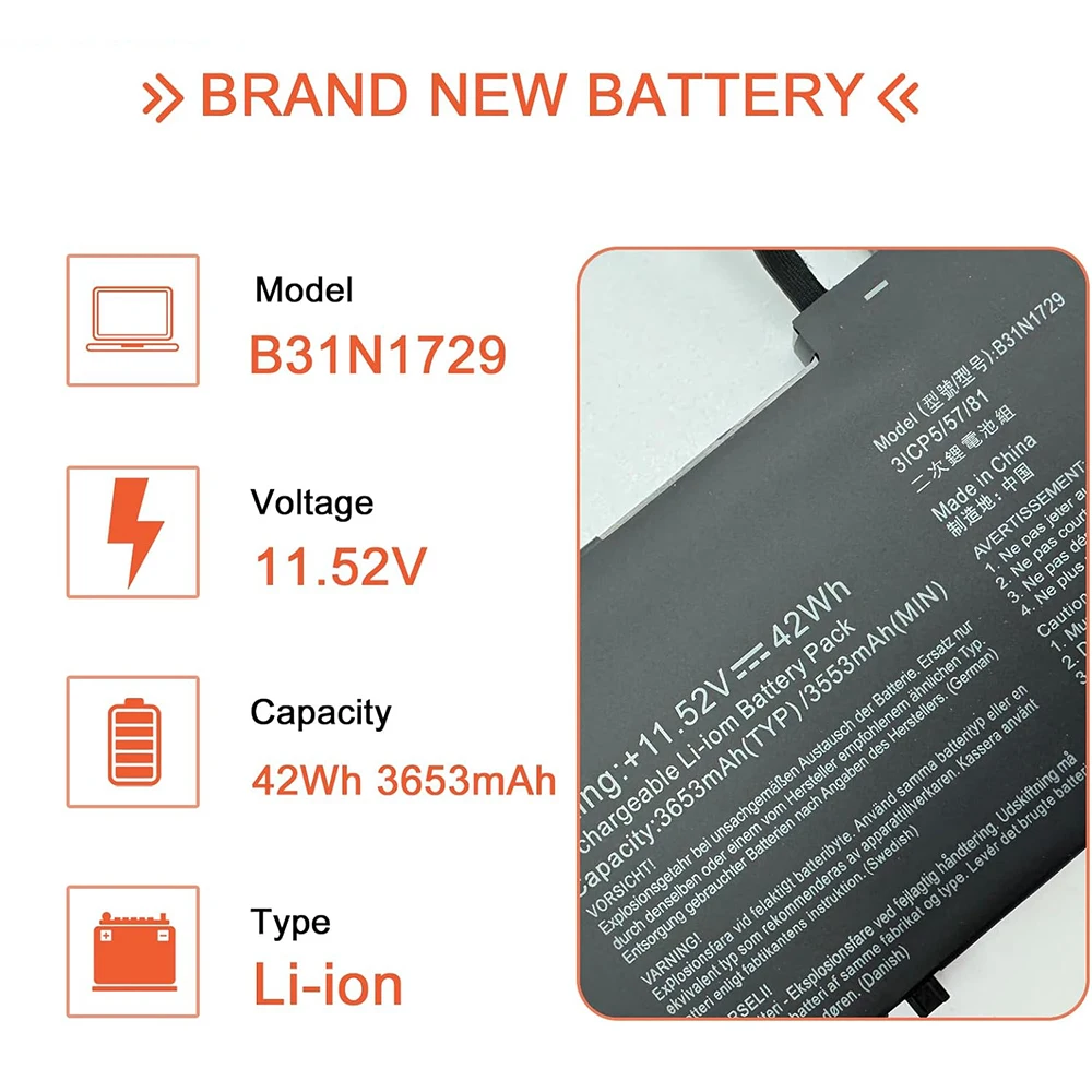 B31N1729 Аккумулятор для ноутбука Asus VivoBook S15 S530 S530U S530UF S530FN S530UN X530 X530U X530UF X530FA X530FN X530UN