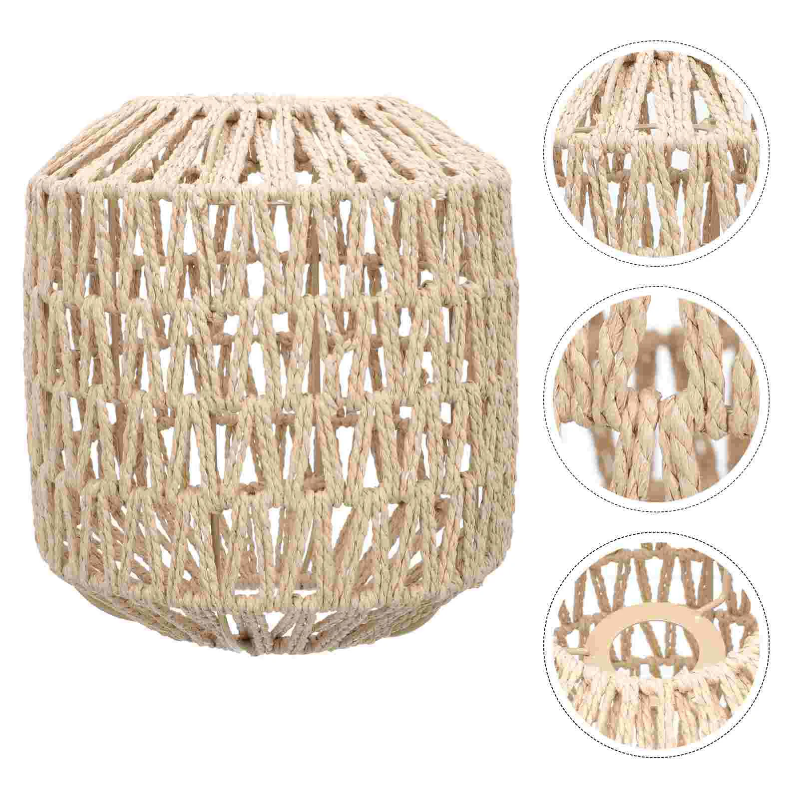 

Paper Rope Lampshade Household Cover Rustic Home Decor Imitation Rattan DIY Vintage Light Dust Ceiling Wall Chandelier