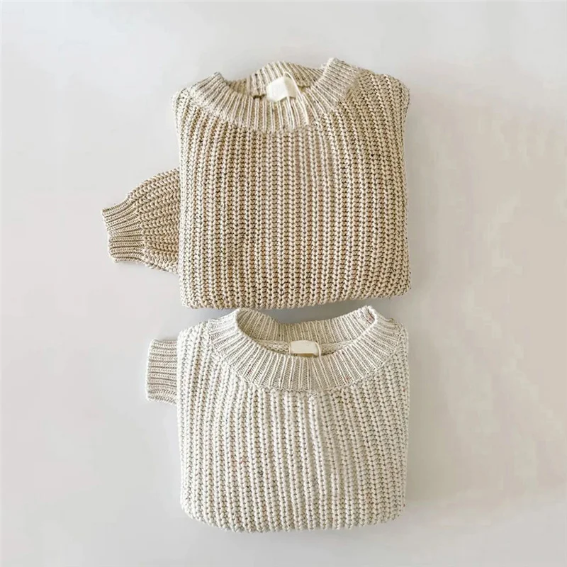 

Kids Sweaters Solid Chunky Knit Girls Sweater Brief Spring Autumn Winter Long Sleeve Boys Pullover Warm Knitwear Baby Clothes