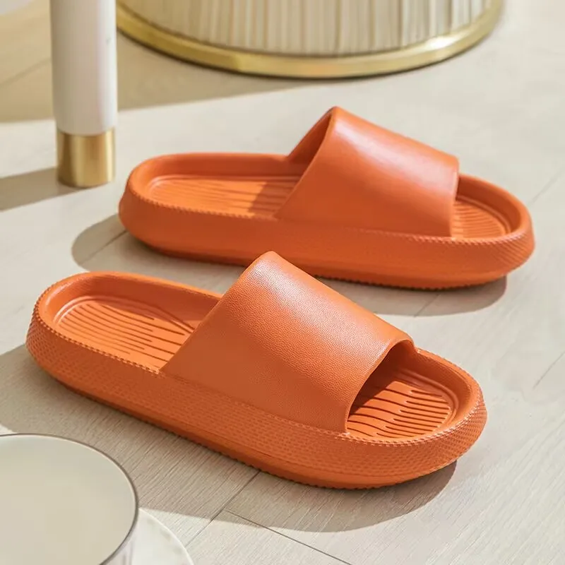 

2023 summer new stepping on poop sense slippers female household non-slip bathroom bath thick bottoming couples coconut sandals