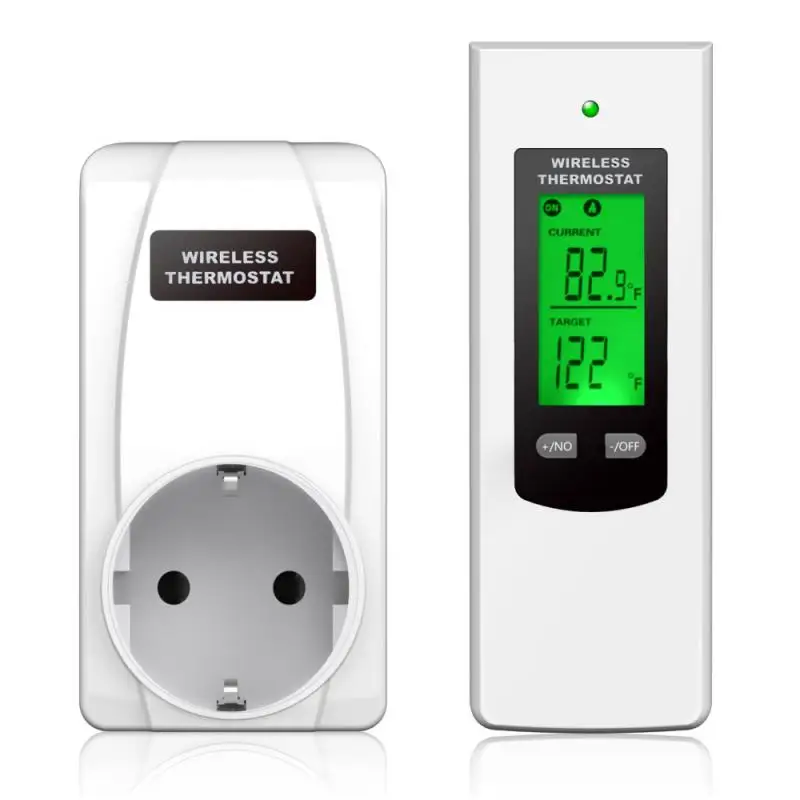 

For Heater Temperature Controller Lcd Display Green Backlight Wireless Thermostat Remotely Control Plug In Thermostat