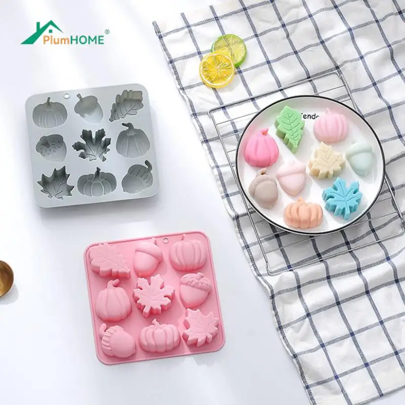 

Autumn Silicone Molds For Baking Pumpkin Leaf Oak Fruit Shap 9 Cavity Silicone Molds DIY Sugar Chocolate Candle Molds