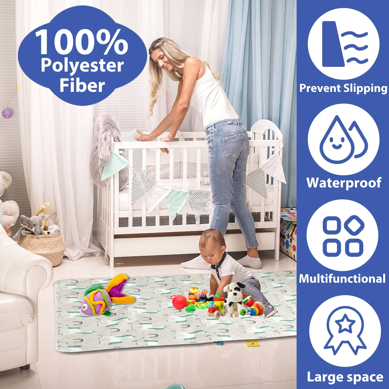 Противоскользящий водонепроницаемый устойчивый к выцветанию игровой коврик для