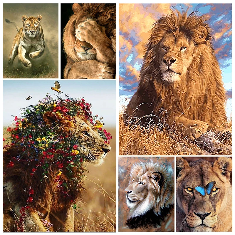 

YOUQU Home Fun Full Square/round Diamond 5D DIY Diamond Painting "Lion" Diamond Embroidery Kit Home Decoration Gift