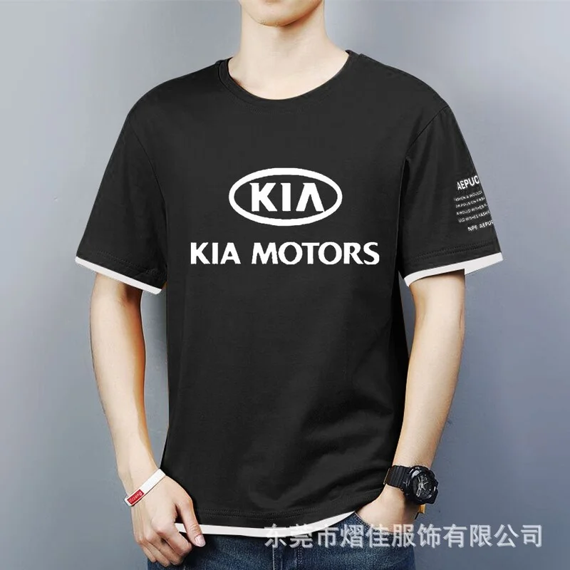 

2021 High Quality kia motors Summer Men's short sleeve polo t-shirt Cotton Comfortable Color contrast casual sport Men's T-shirt