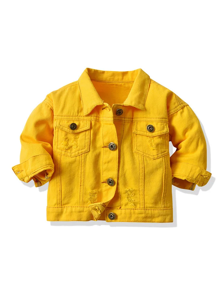 Джинсовая куртка для мальчиков и девочек тонкая однобортная верхняя одежда с