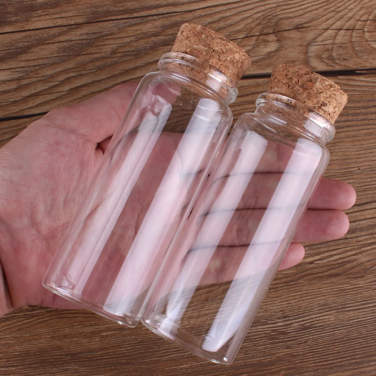 

2pcs 150ml 47*120mm Glass Bottles with Cork Lids Spice Jars Wishing bottles Storage Bottles Pill Container for Wedding Favors