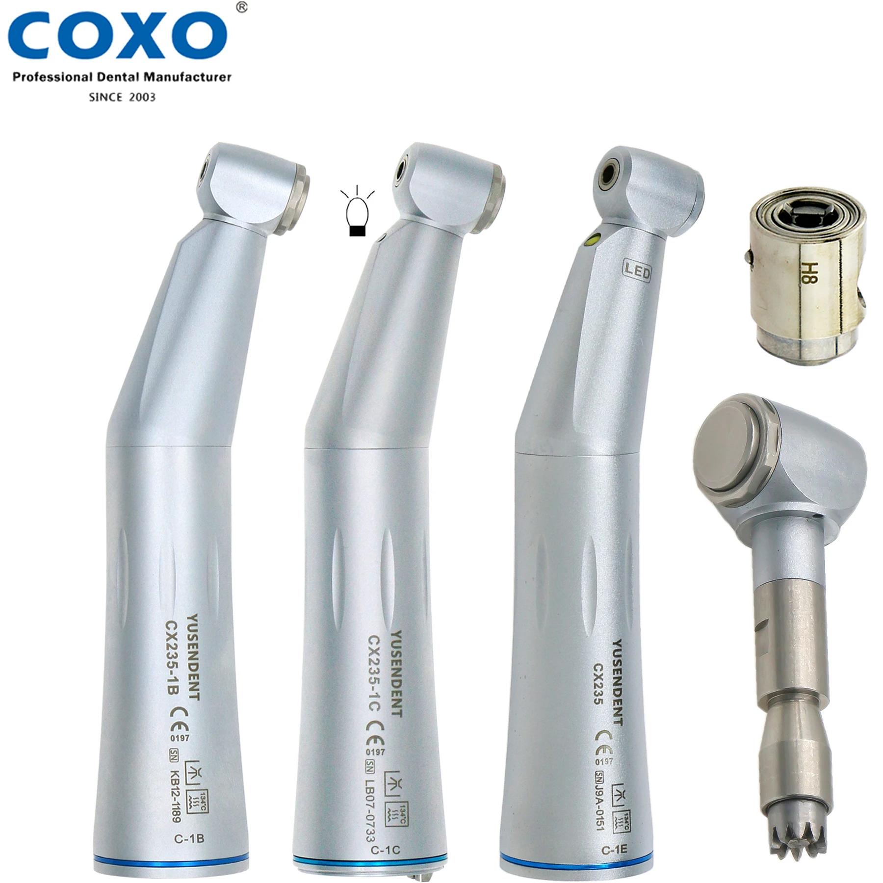 

COXO Dental LED Fiber Optic Low Speed Ceramic Bearings Contra Angle Turbine Handpiece Spare Cartridge/Head CX235-1B/1C/1E